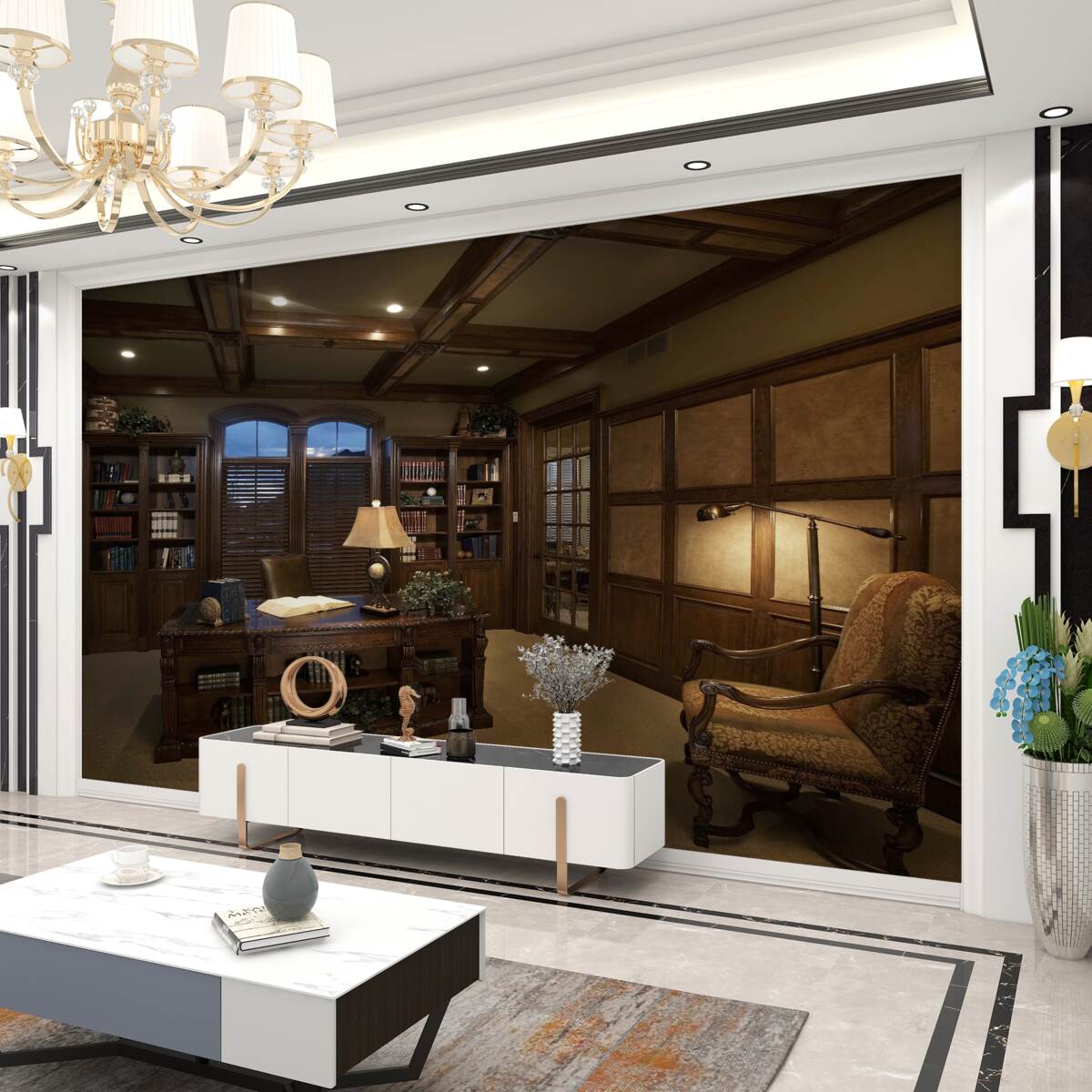 Fototapeta umeblowane biuro w domu