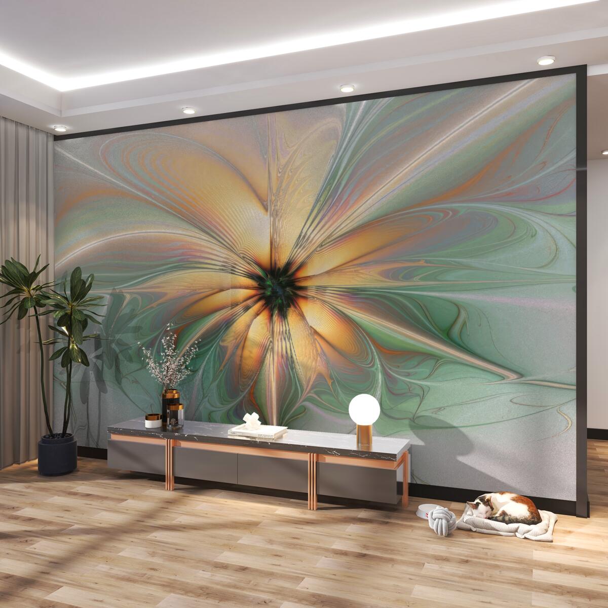 Fototapeta płynące farby w kwiatku