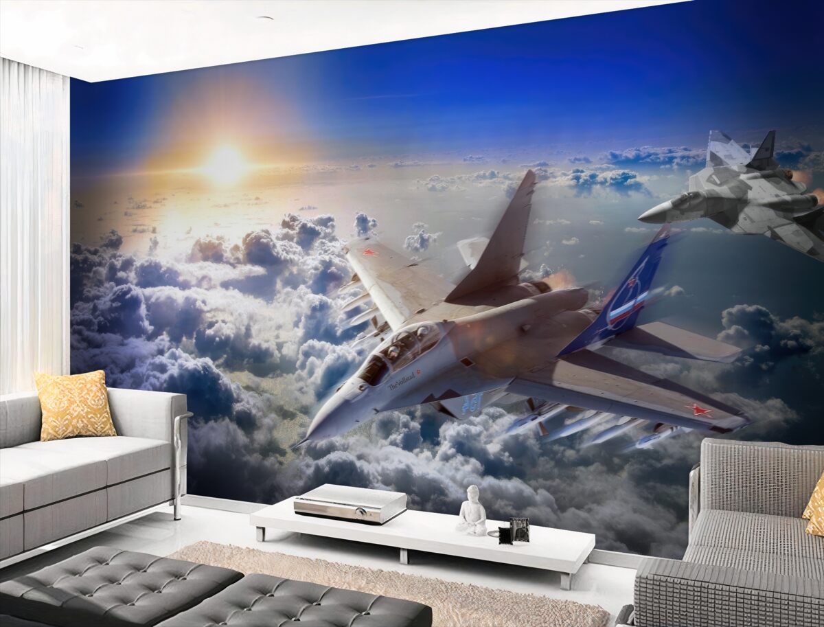 Fototapeta myśliwce latają przez chmury