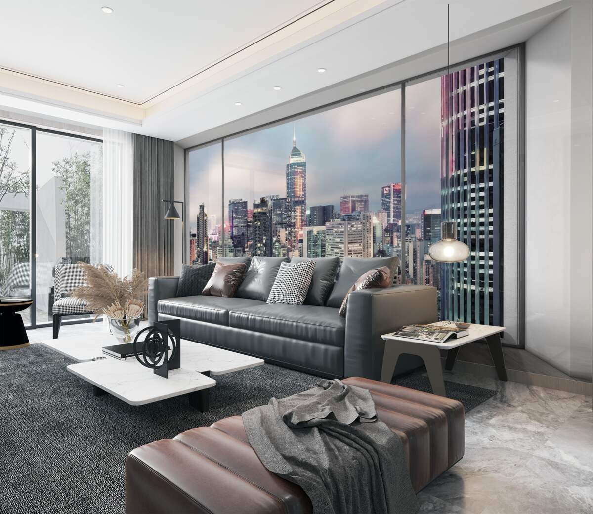 Fototapeta widok z okna na miasto wieczorem