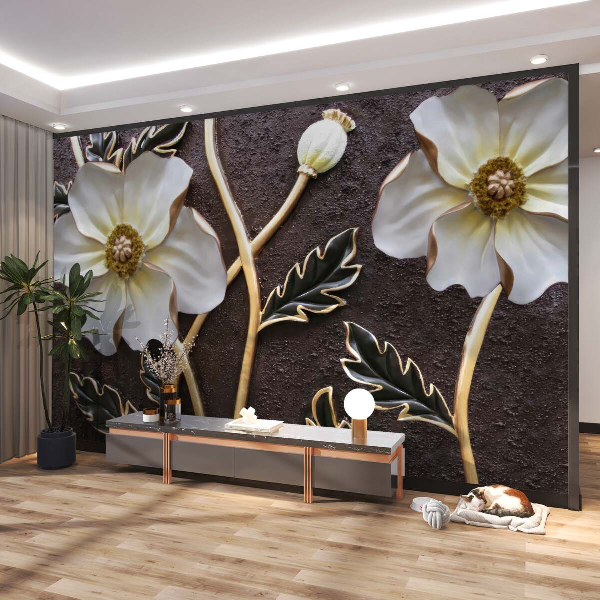 Fototapeta duże białe kwiaty