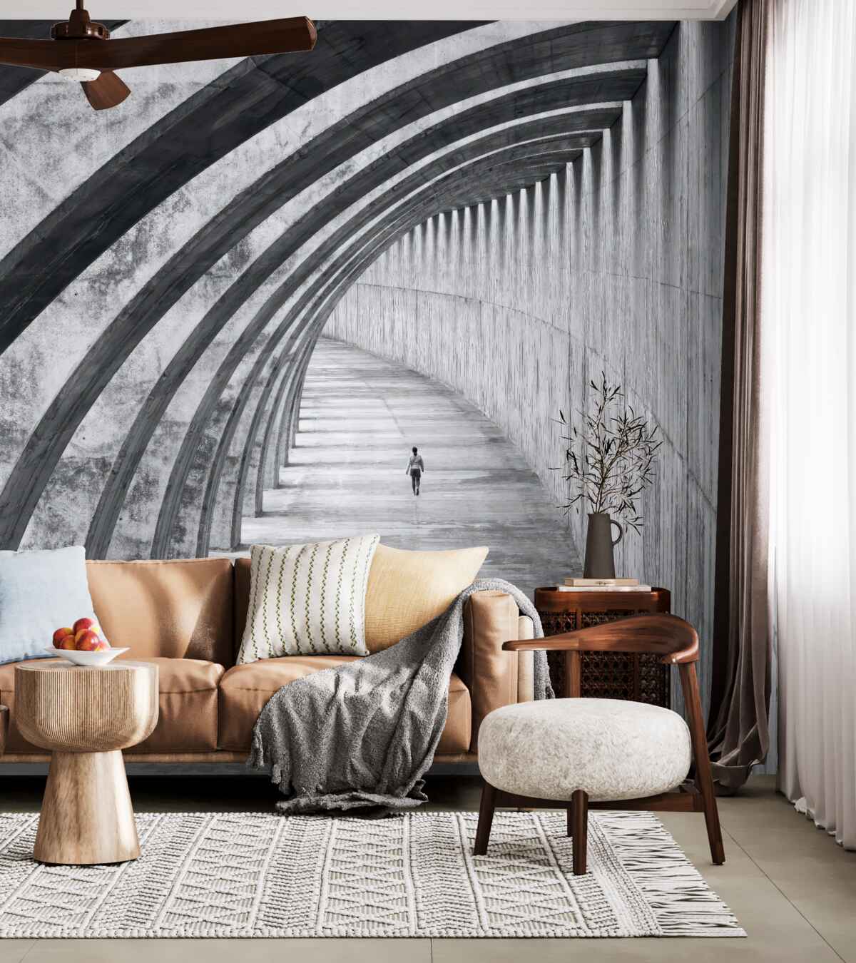 Fototapeta człowiek na tle ogromnych ścian budynku