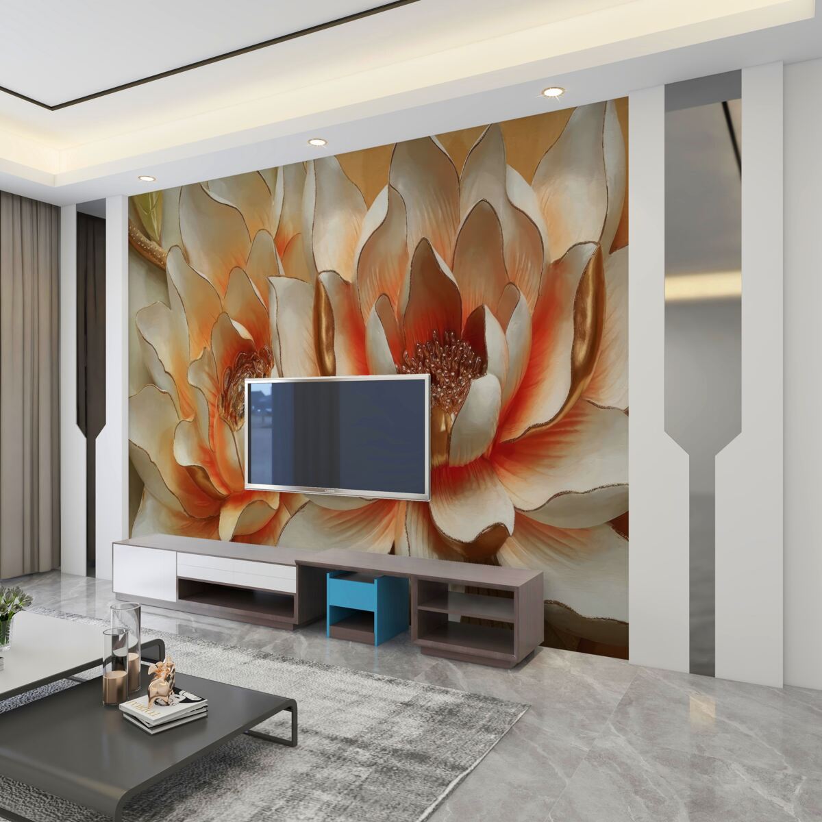 Fototapeta ogromne kremowe kwiaty