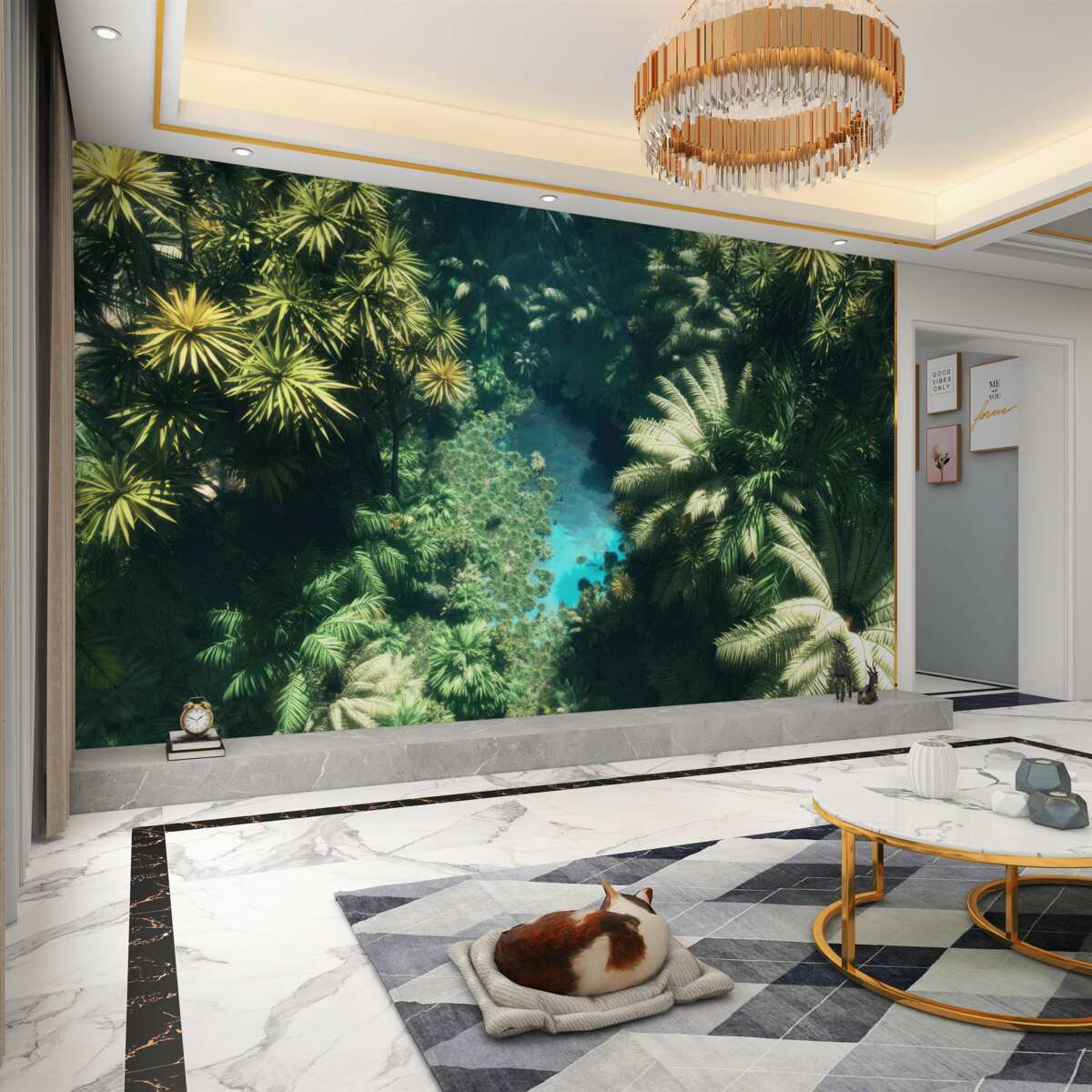 Fototapeta widok z góry na drzewa i wodę