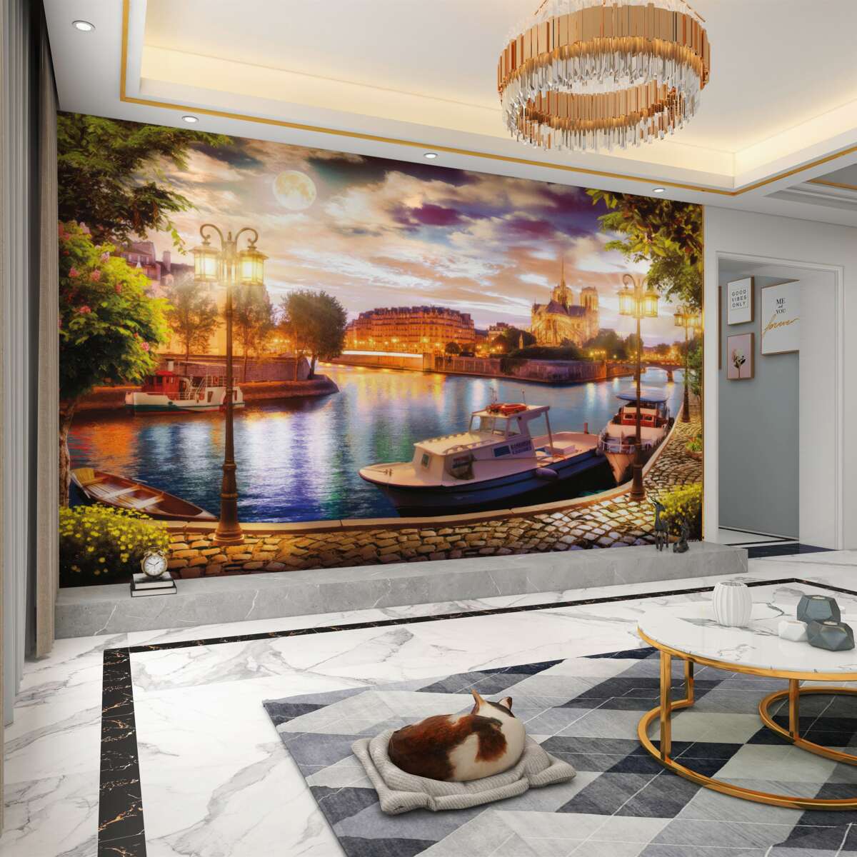 Fototapeta jachty zacumowane w mieście