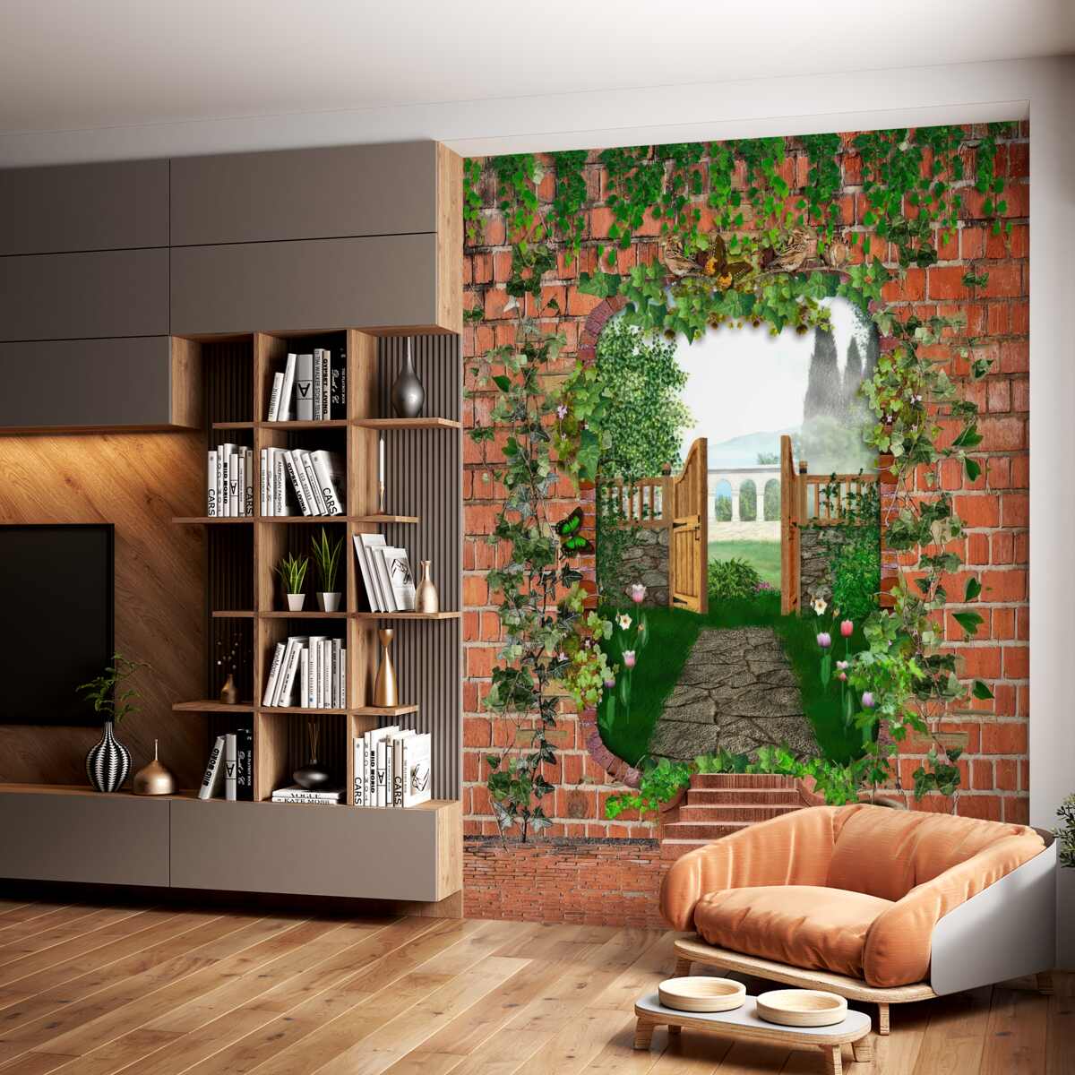 Fototapeta otwór w ścianie prowadzący do tajemniczego świata