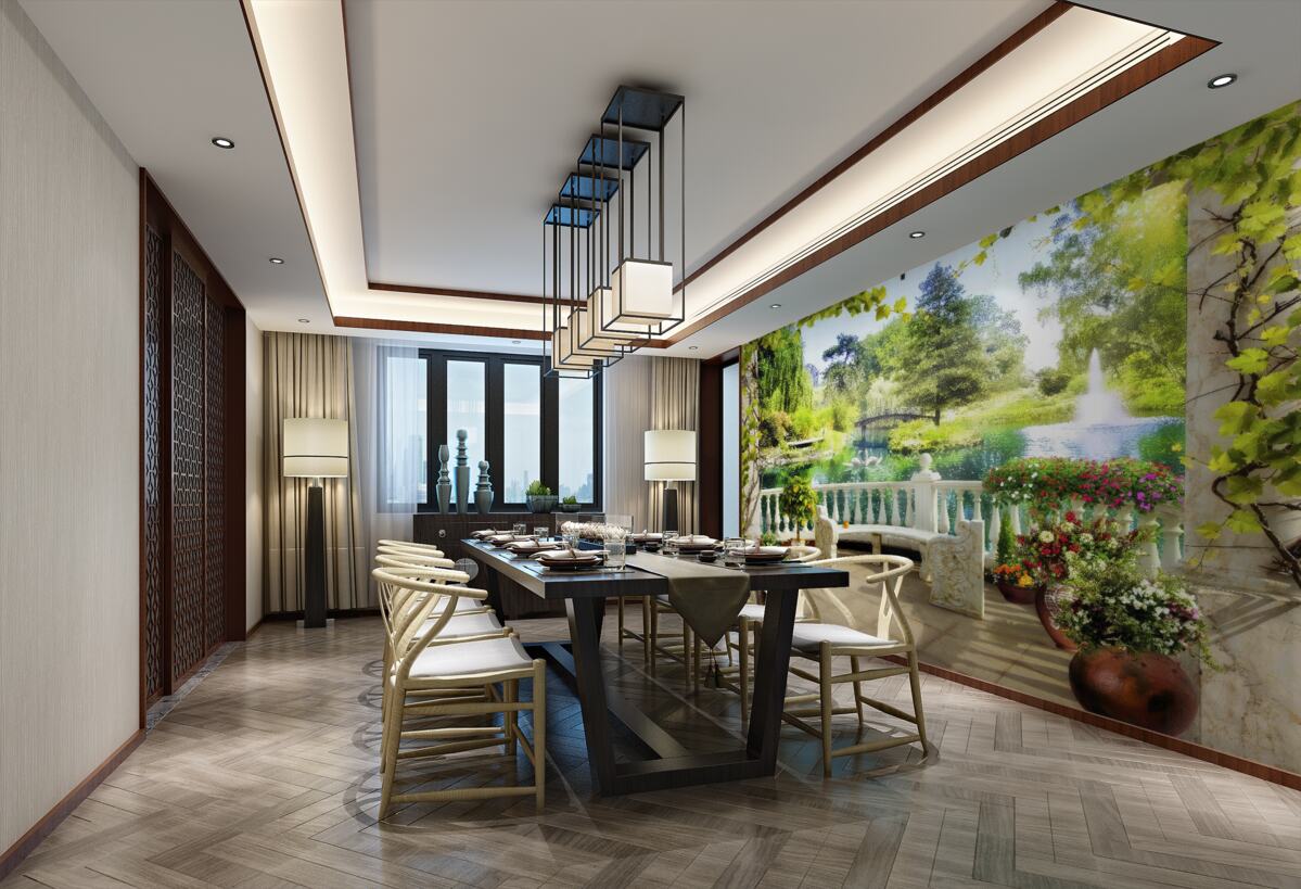 Fototapeta widok z balkonu na wodospad i łabędzie