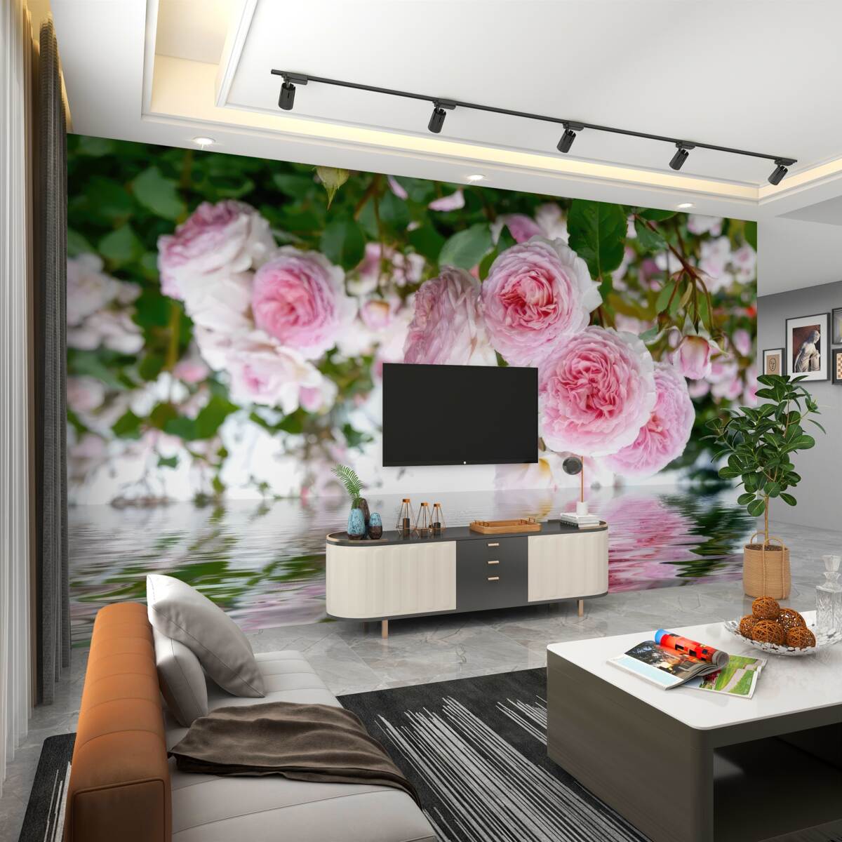 Fototapeta różowe róże nad wodą