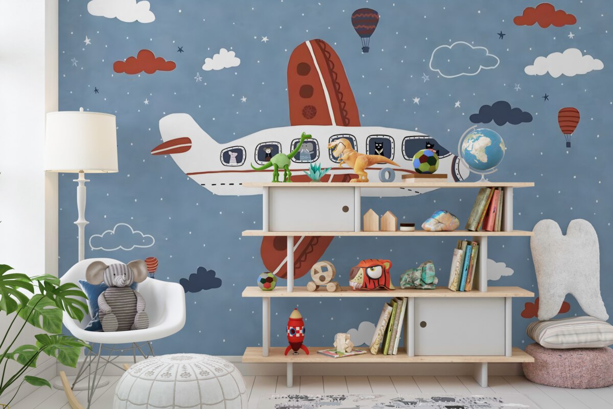 Fototapeta Zwierzęta wyglądają przez okna samolotu