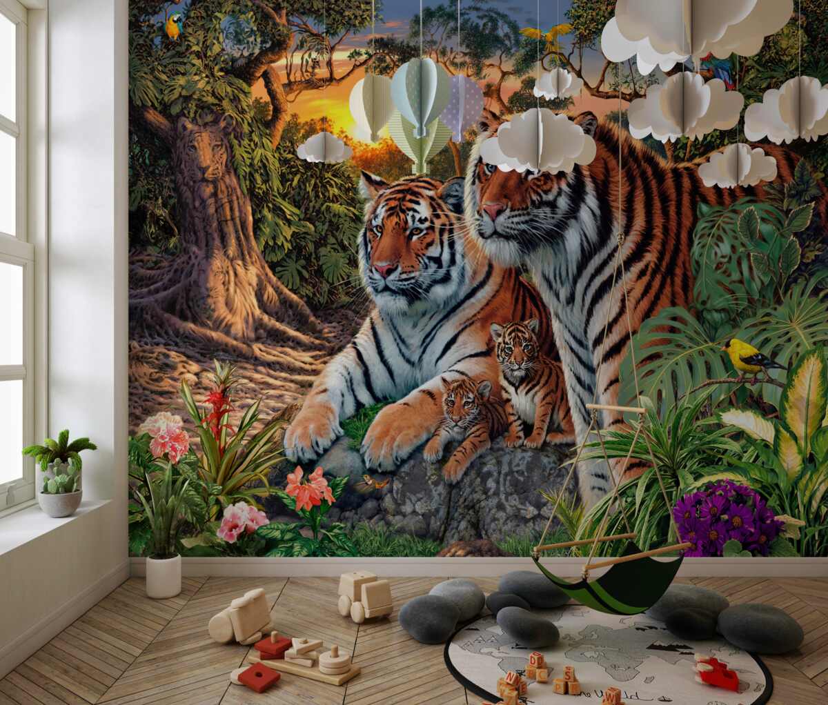 Fototapeta Rodzina tygrysów w dżungli