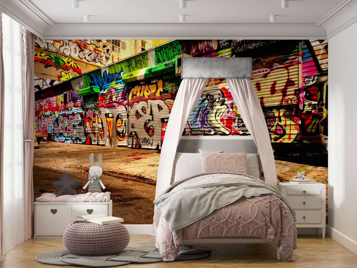 Fototapeta Domy uliczne pomalowane graffiti