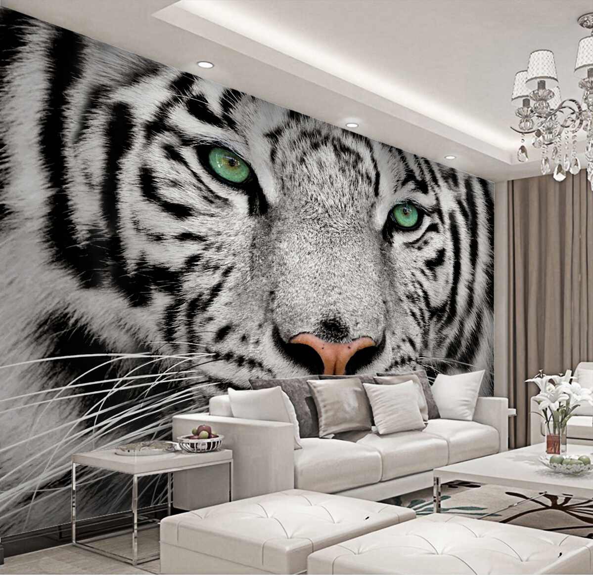 Fototapeta Biały tygrys z bliska