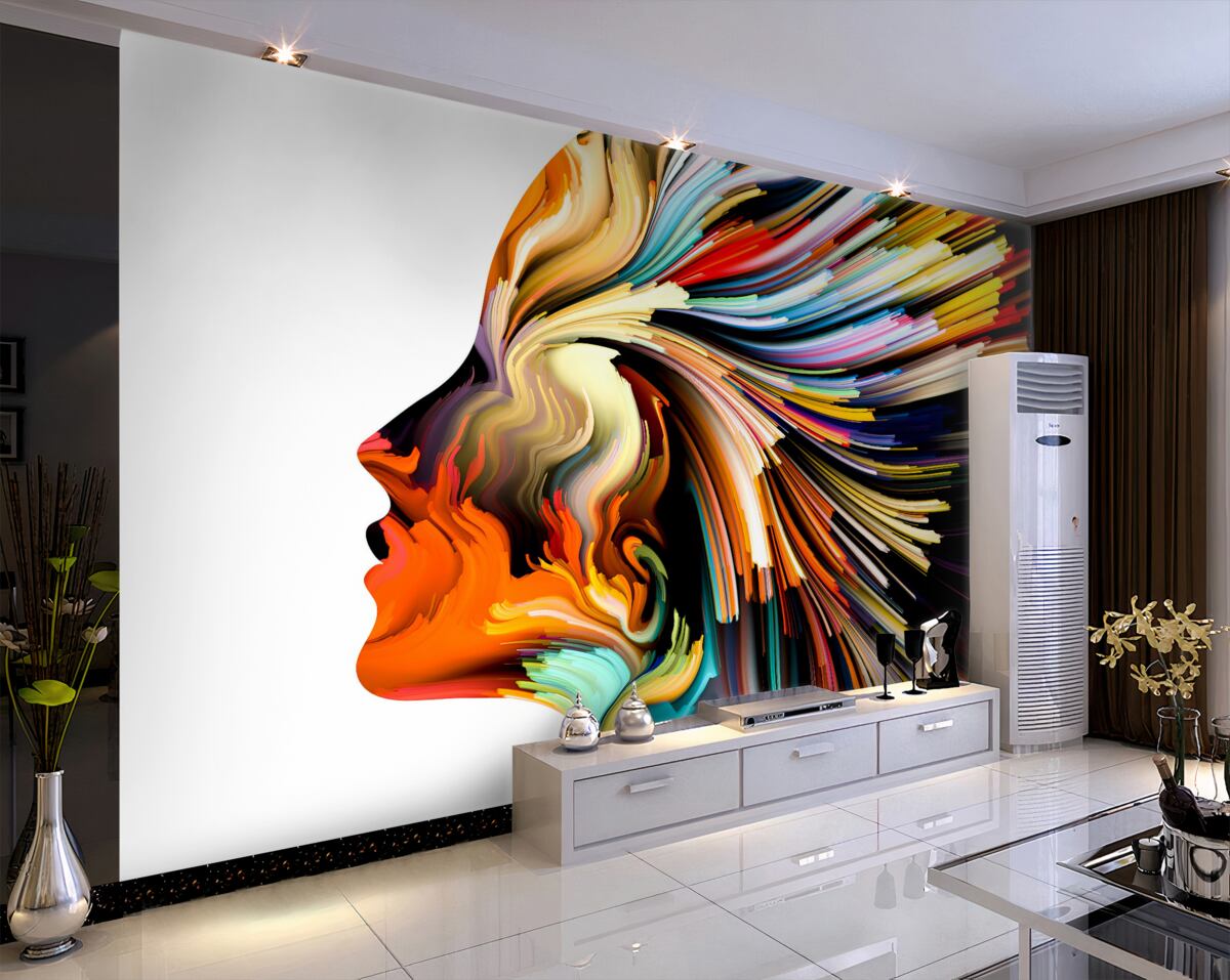 Fototapeta Sylwetka dziewczynki w jasnych kolorach