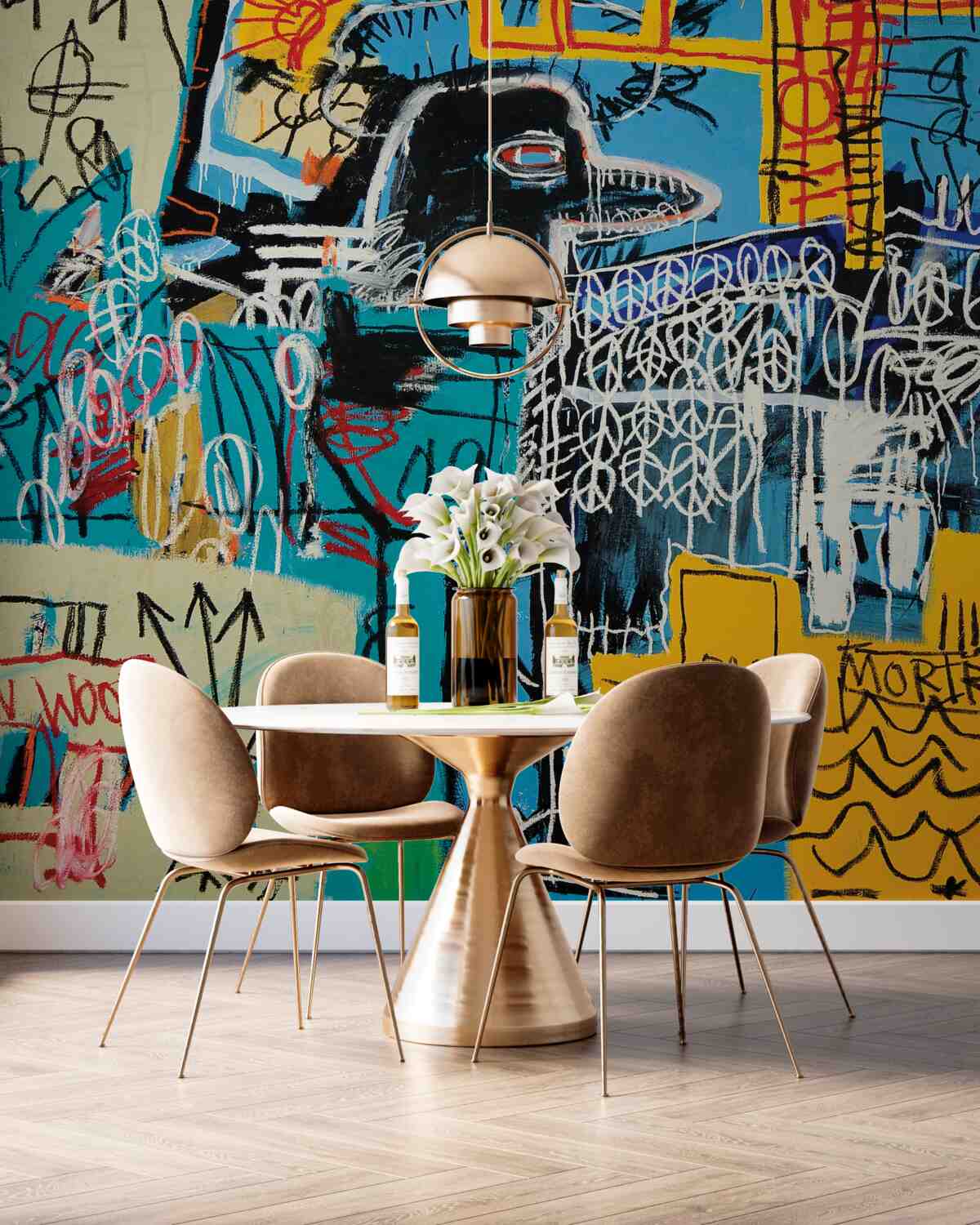 Fototapeta rysowane znaki i głowa ptaka