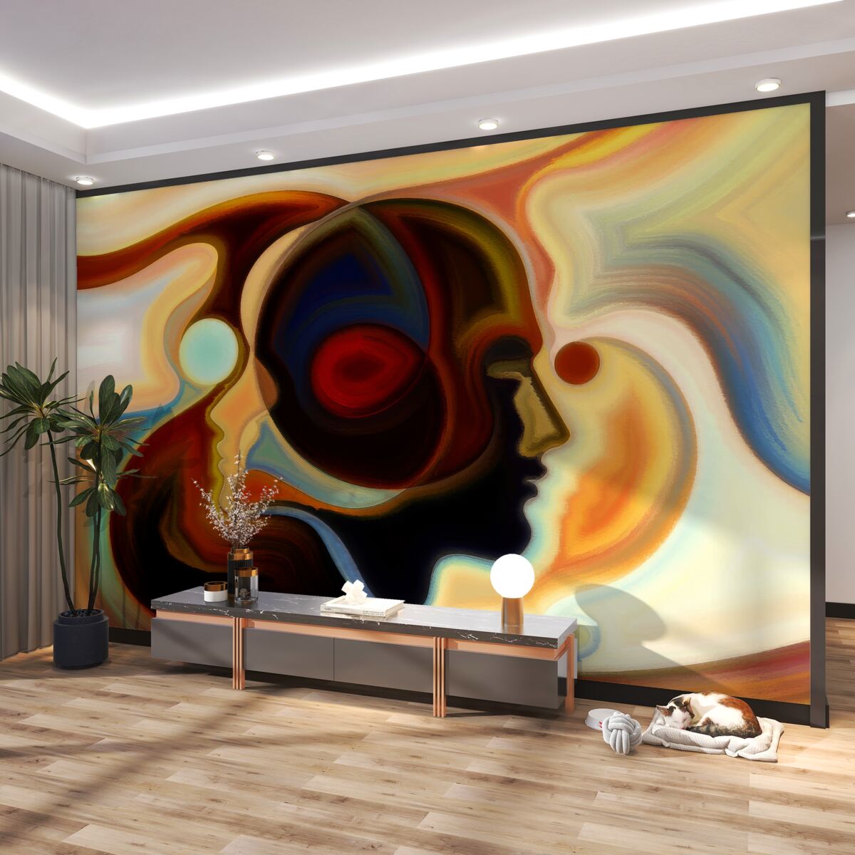 Fototapeta Jasne sylwetki dziewczyny i faceta