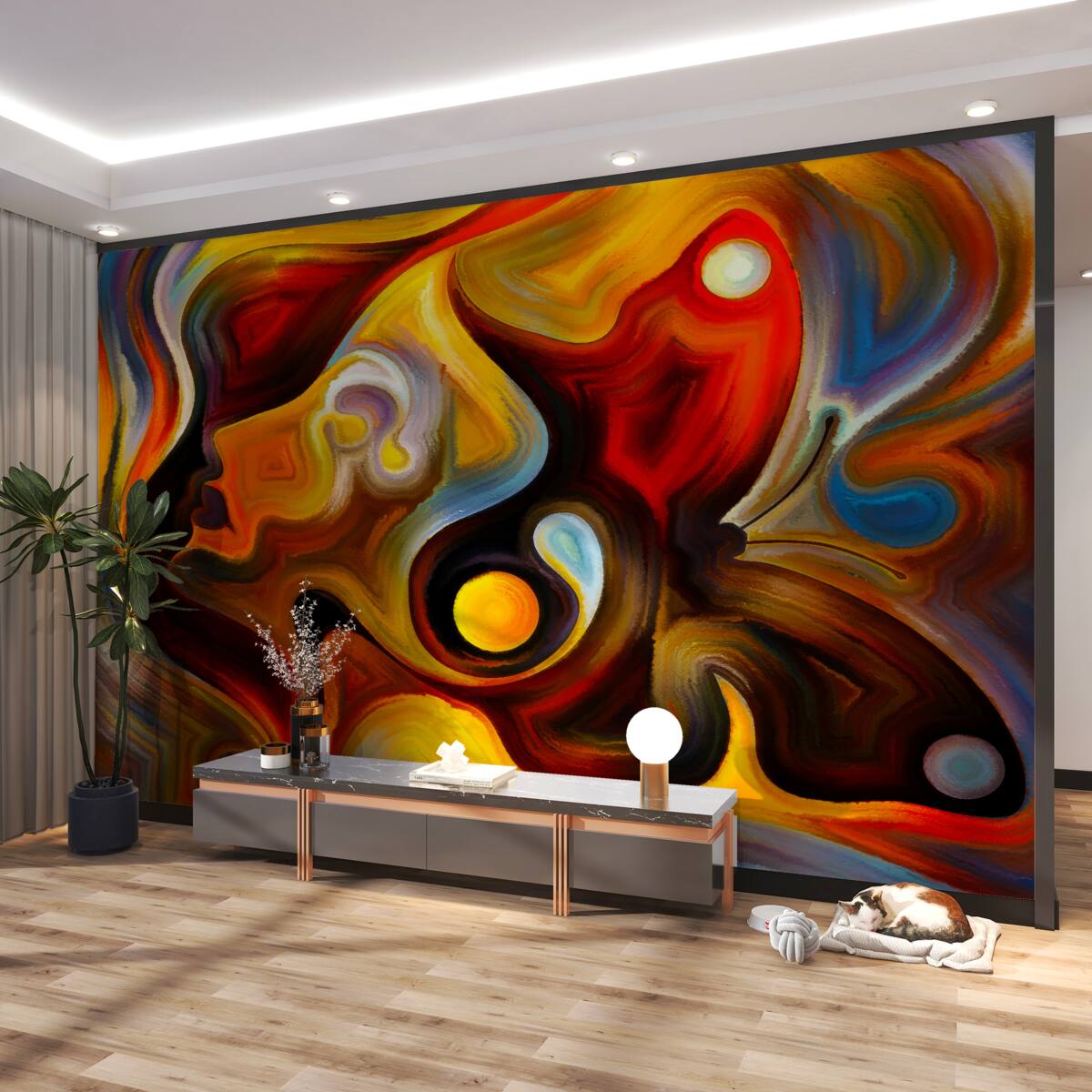 Fototapeta Kolorowa sylwetka dziewczyny i motyla