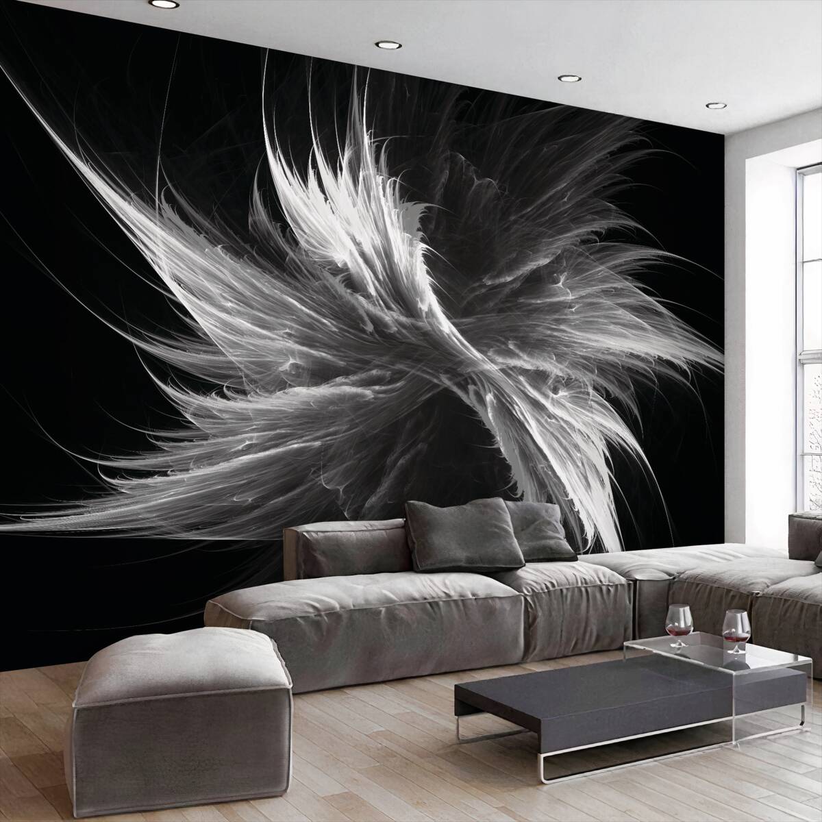 Fototapeta Białe plamy na czarnym tle