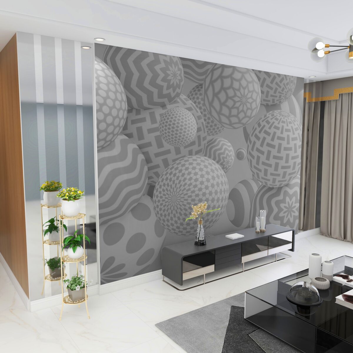 Fototapeta szare kulki wolumetryczne