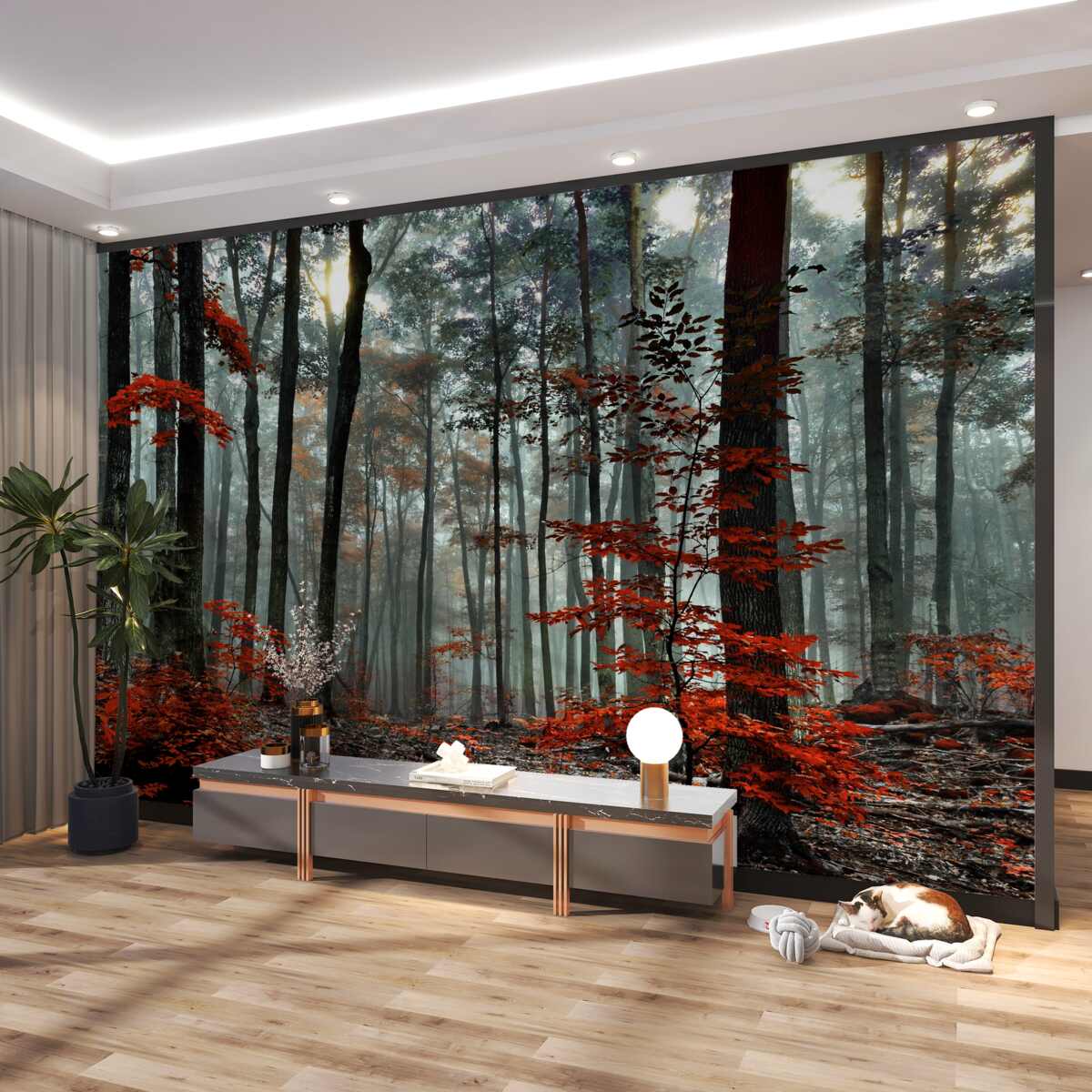 Fototapeta nagi jesienny las