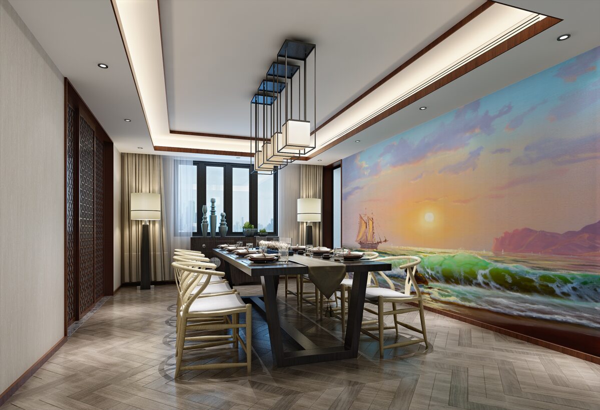 Fototapeta Statek płynie w stronę zachodzącego słońca