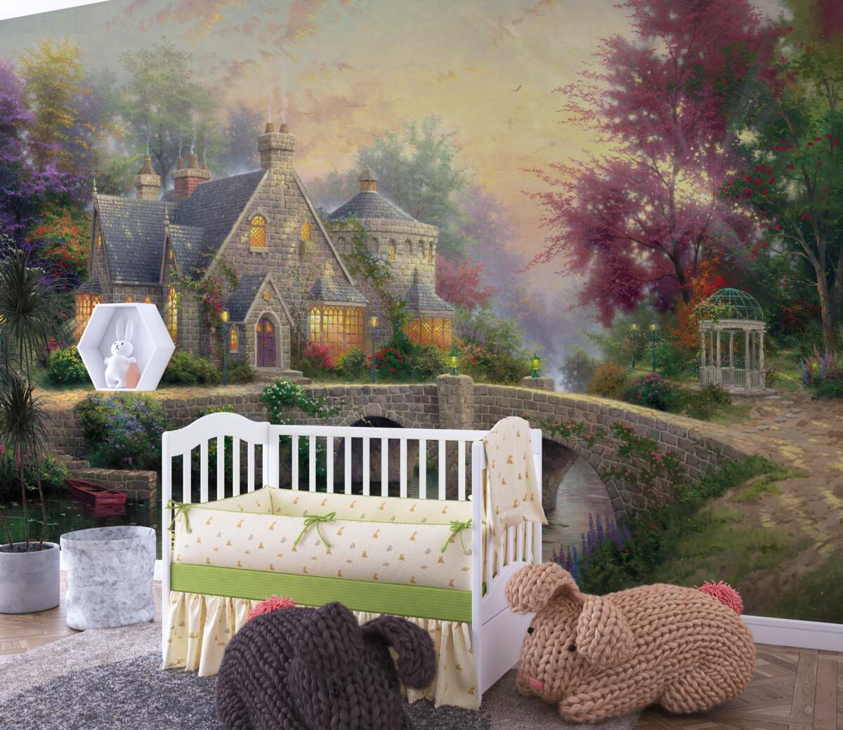 Fototapeta dom ze światłem w oknach