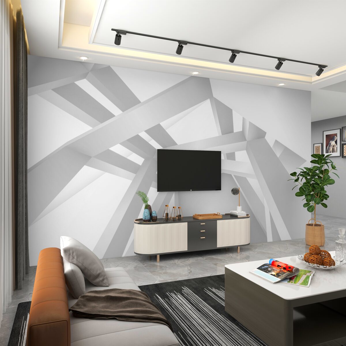 Fototapeta szara abstrakcja wolumetryczna