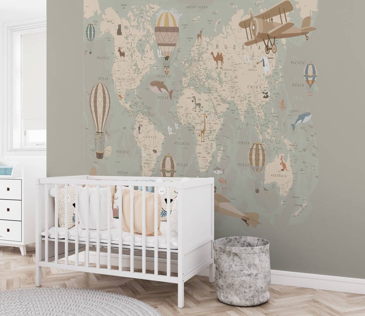 Fototapeta mapa świata i różne pojazdy latające