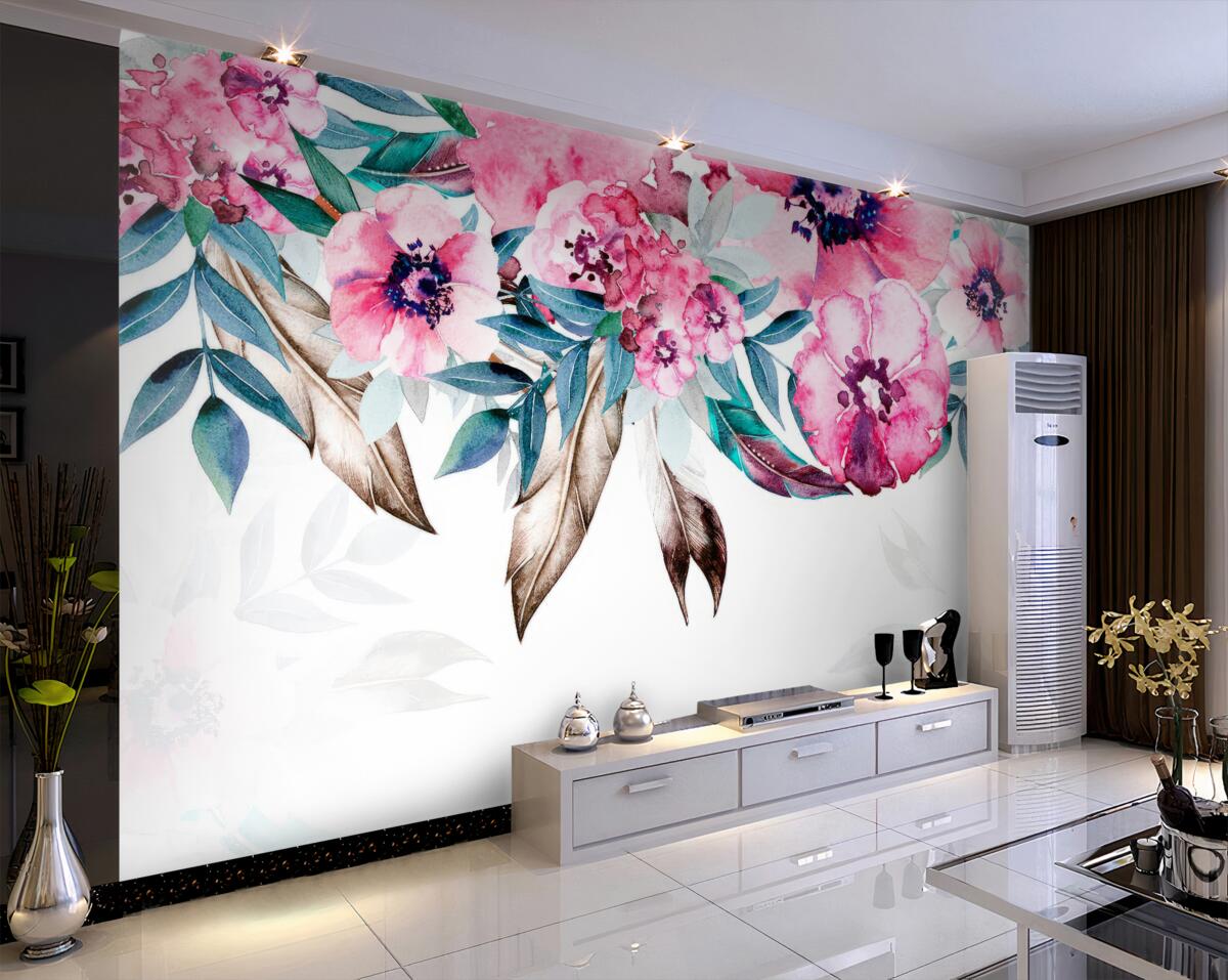 Fototapeta Malowane na różowo kwiaty