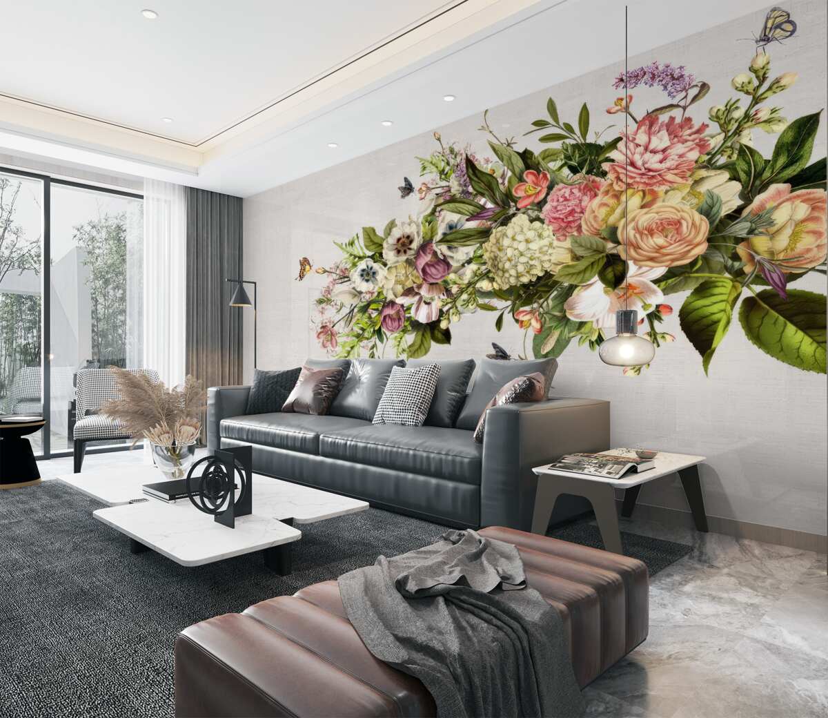 Fototapeta Motyle na pięknych kwiatach