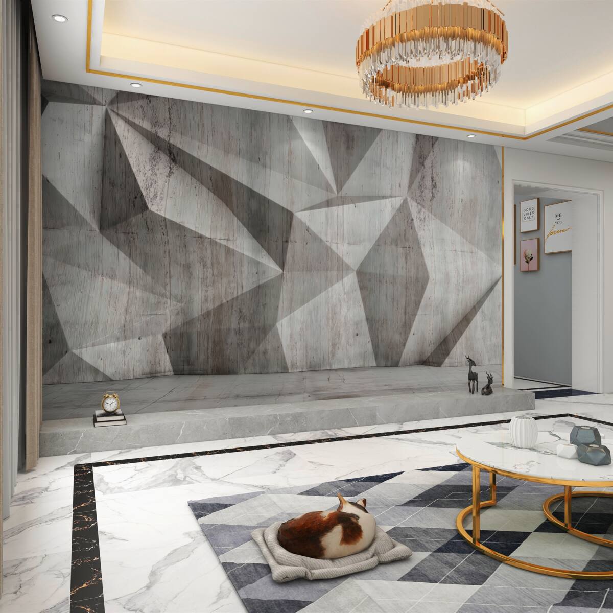 Fototapeta Ściana o wolumetrycznych kształtach geometrycznych