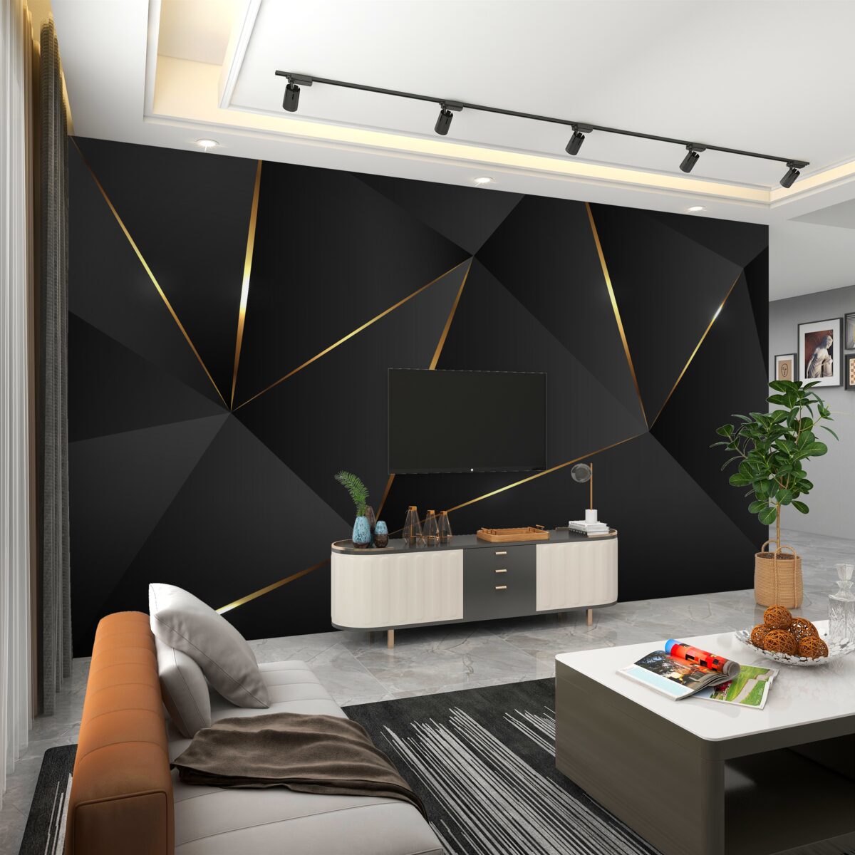 Fototapeta trójwymiarowe czarno-złote postacie