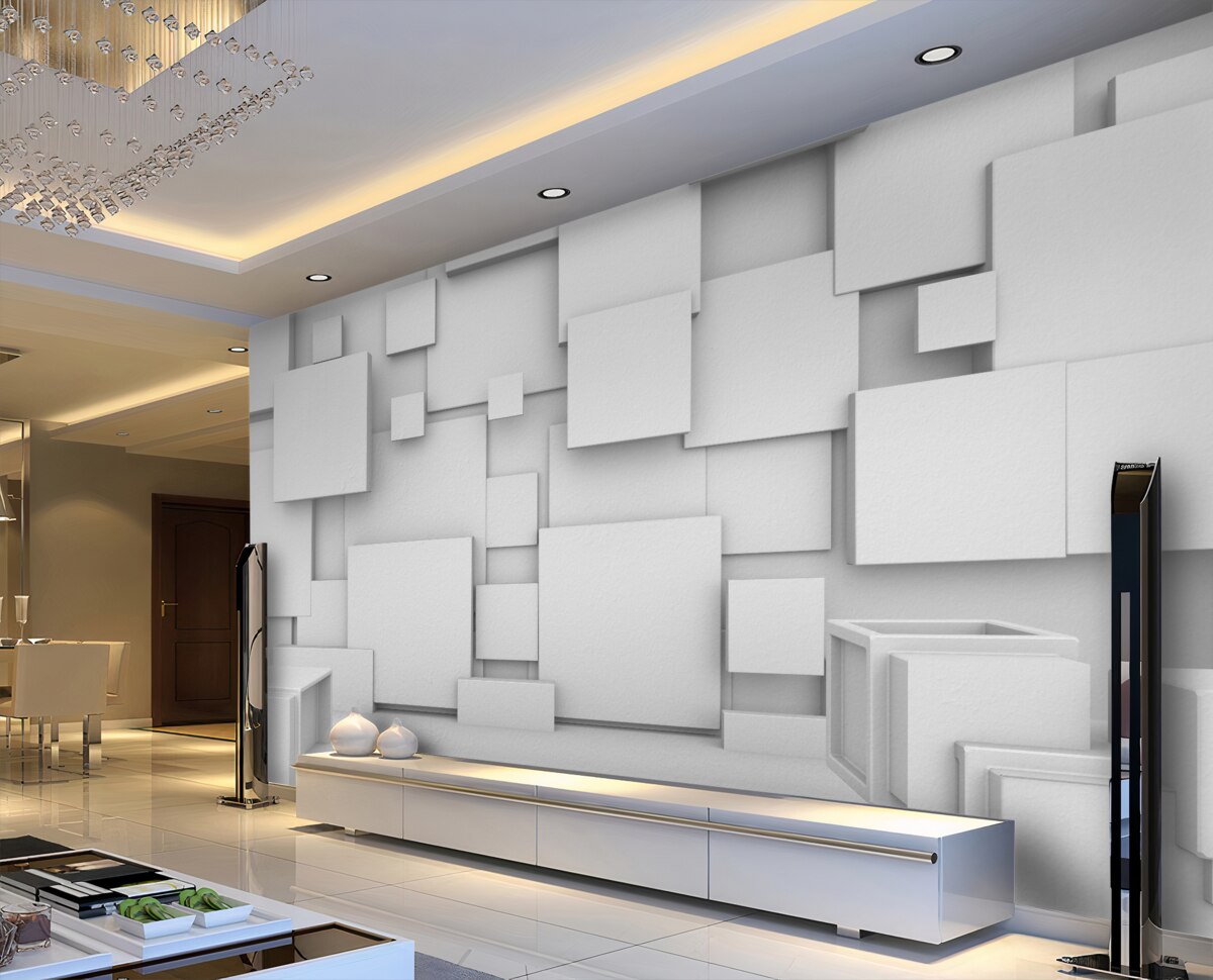 Fototapeta białe kwadraty wolumetryczne