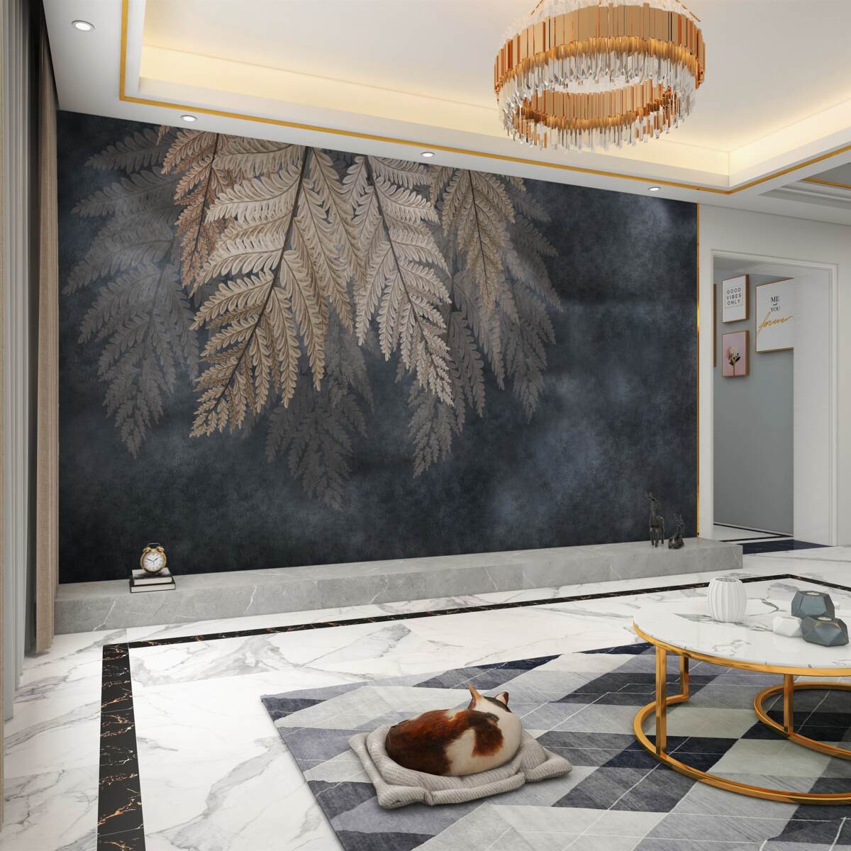 Fototapeta wiszące liście na ciemnym tle