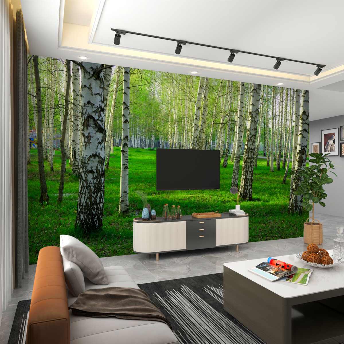 Fototapeta zielona trawa i drzewa