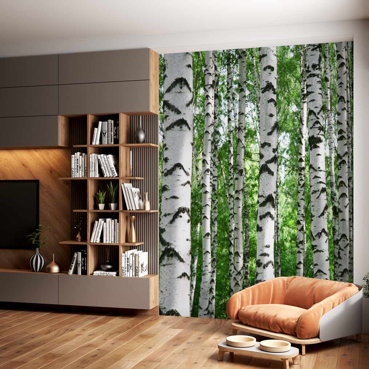 Fototapeta smukłe słupy brzozowe