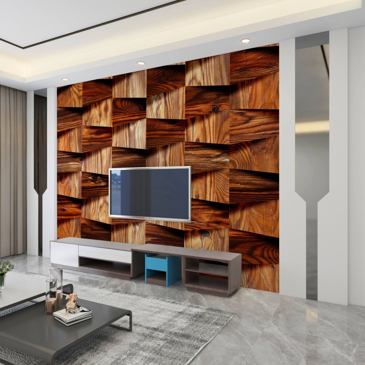 Fototapeta wolumetryczne elementy drewniane