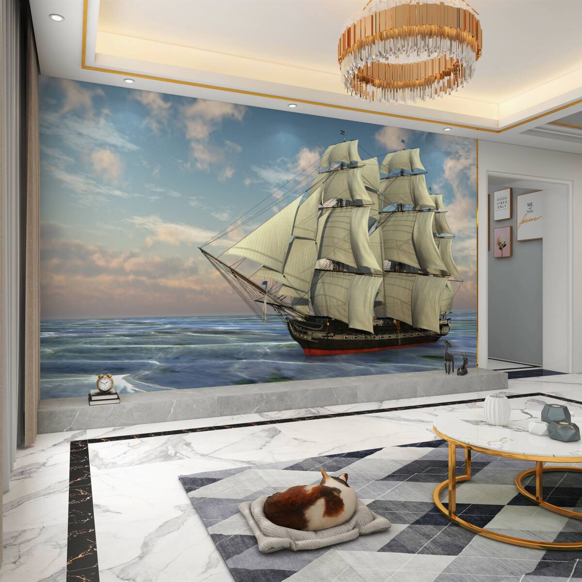 Fototapeta duża piękna żaglówka na wodzie