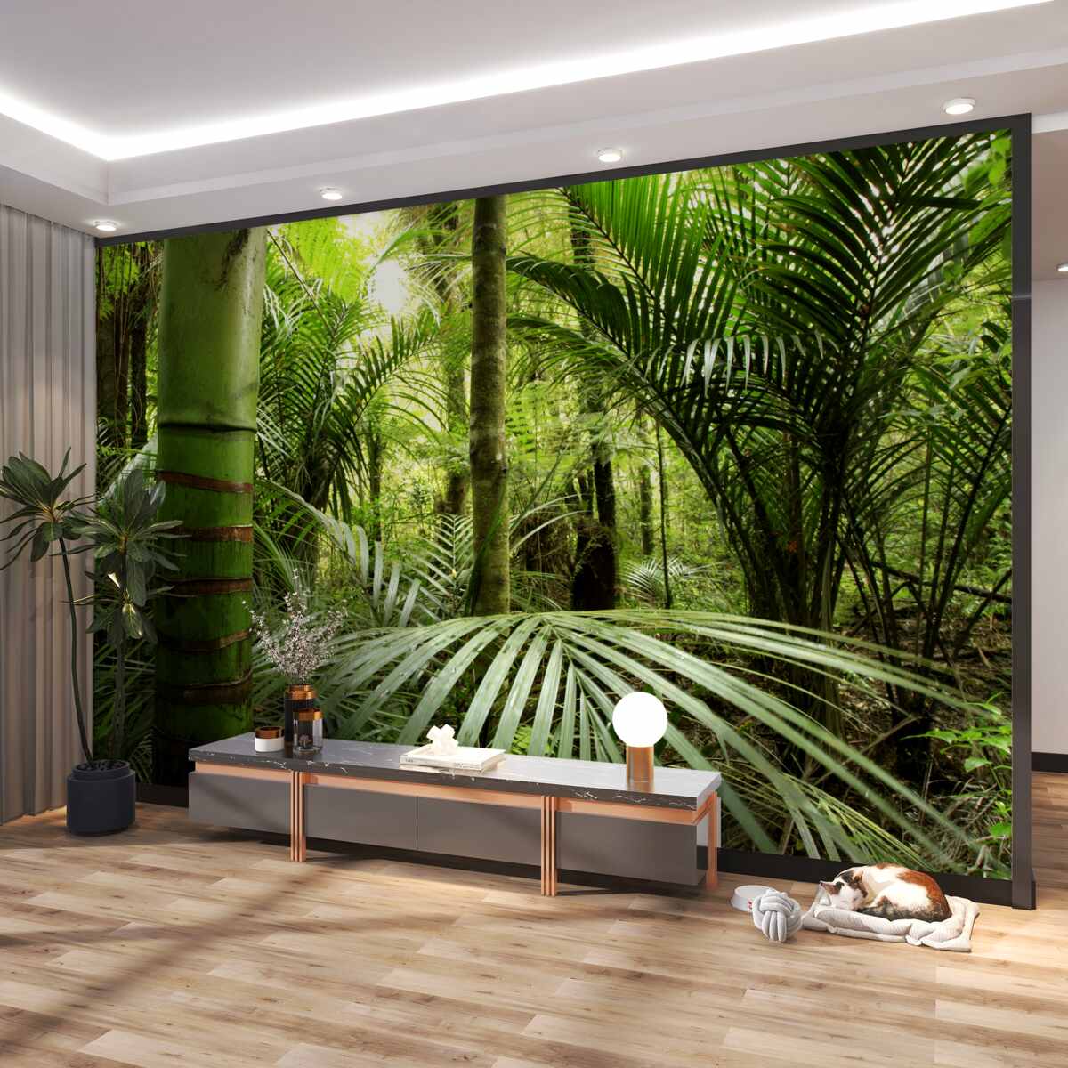 Fototapeta duże rośliny w zielonym lesie