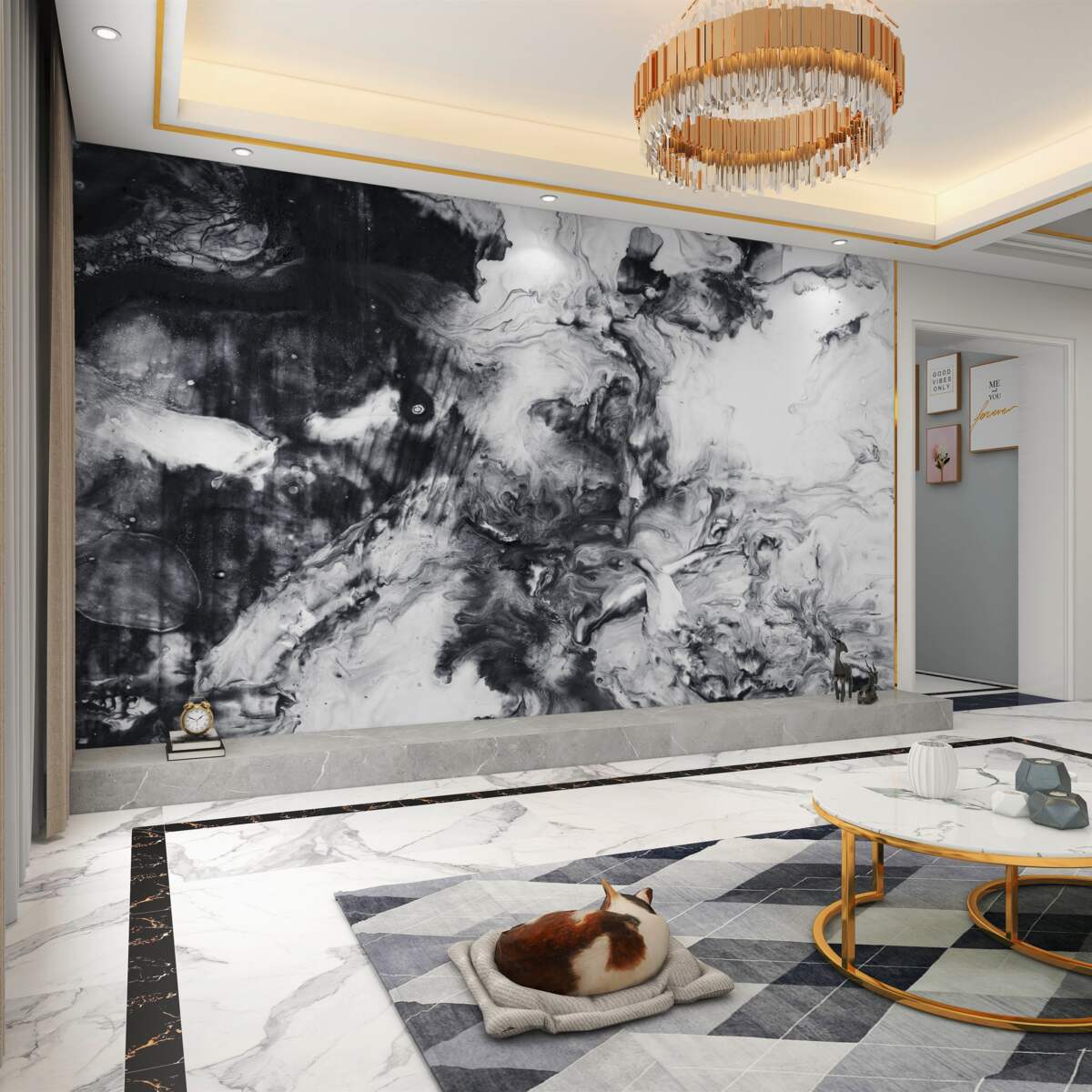 Fototapeta posmarowany czarno-białą farbą