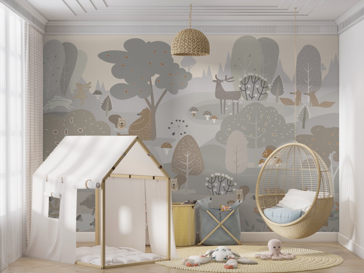 Fototapeta fantastyczny las z uroczymi zwierzętami