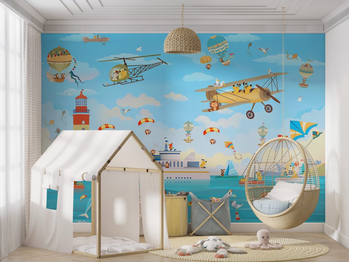 Fototapeta latające i pływające różne transporty