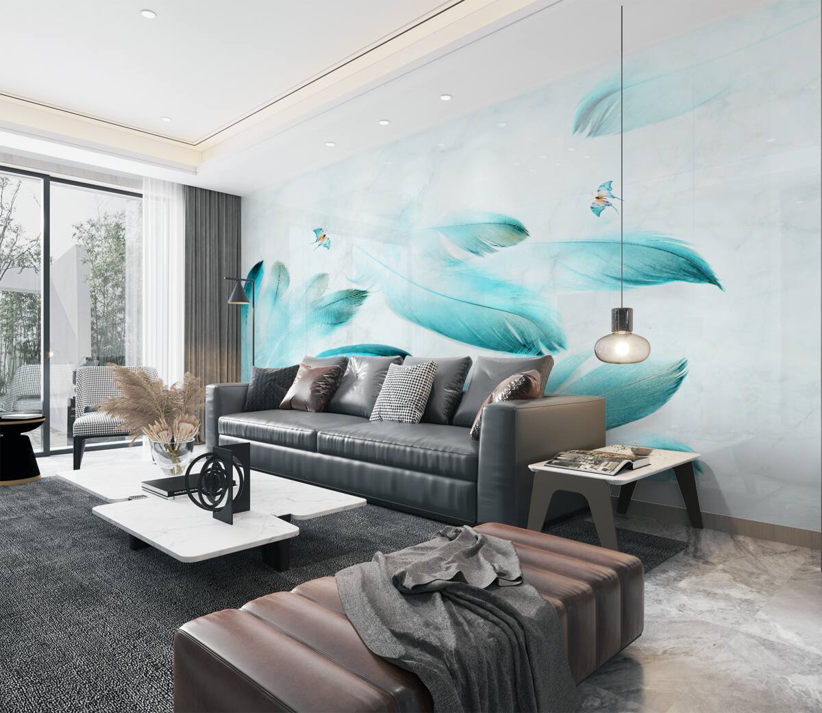 Fototapeta jasnoniebieskie pióra