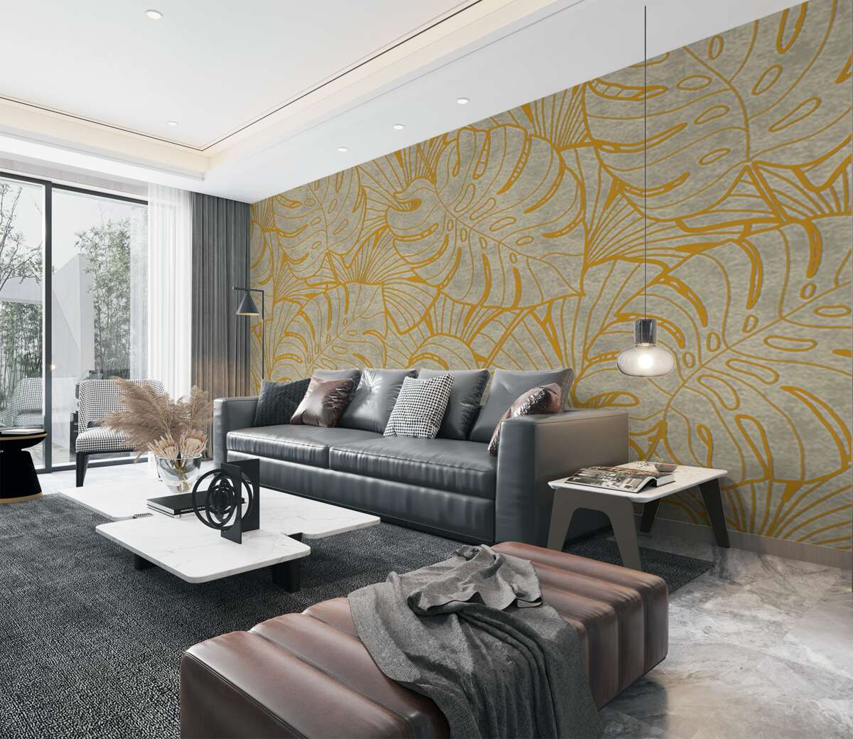 Fototapeta sylwetki dużych liści