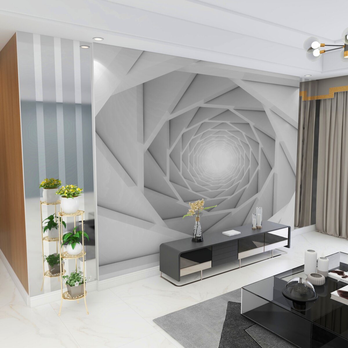 Fototapeta Wirujący biały tunel