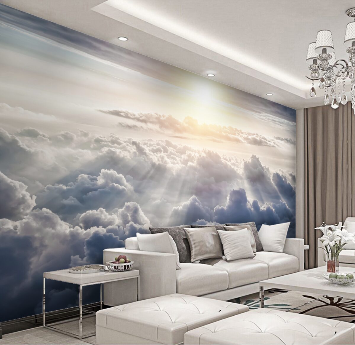 Fototapeta słońce nad nieporęcznymi chmurami