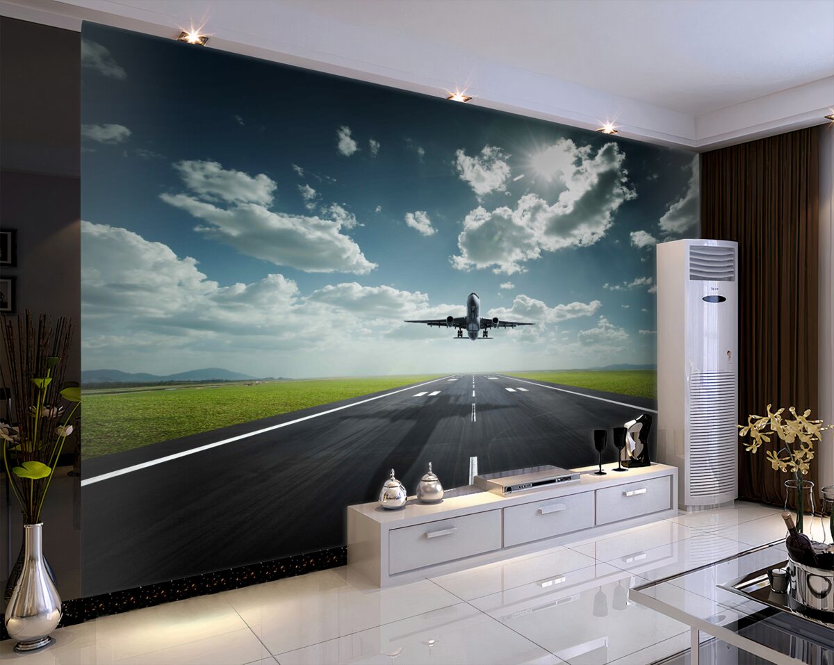 Fototapeta samolot startuje z pasa startowego