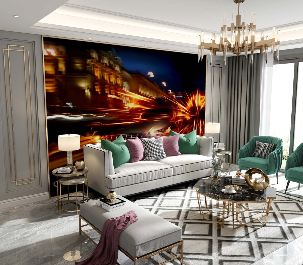 Fototapeta samochód w promieniach nocy