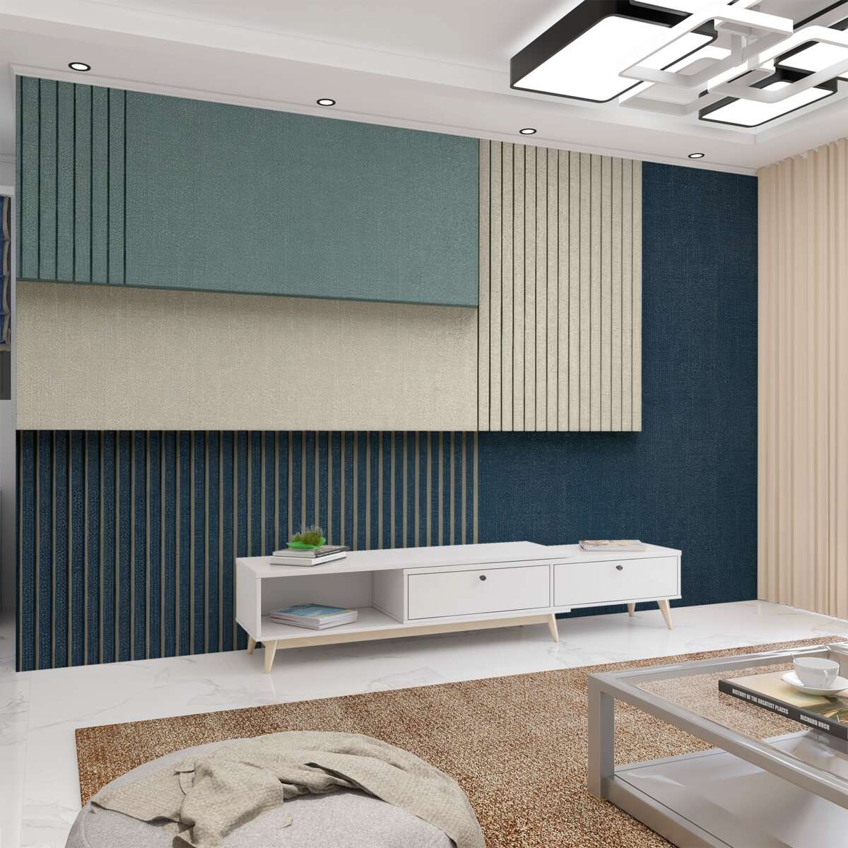 Fototapeta Niebieskie, beżowe i zielone tło