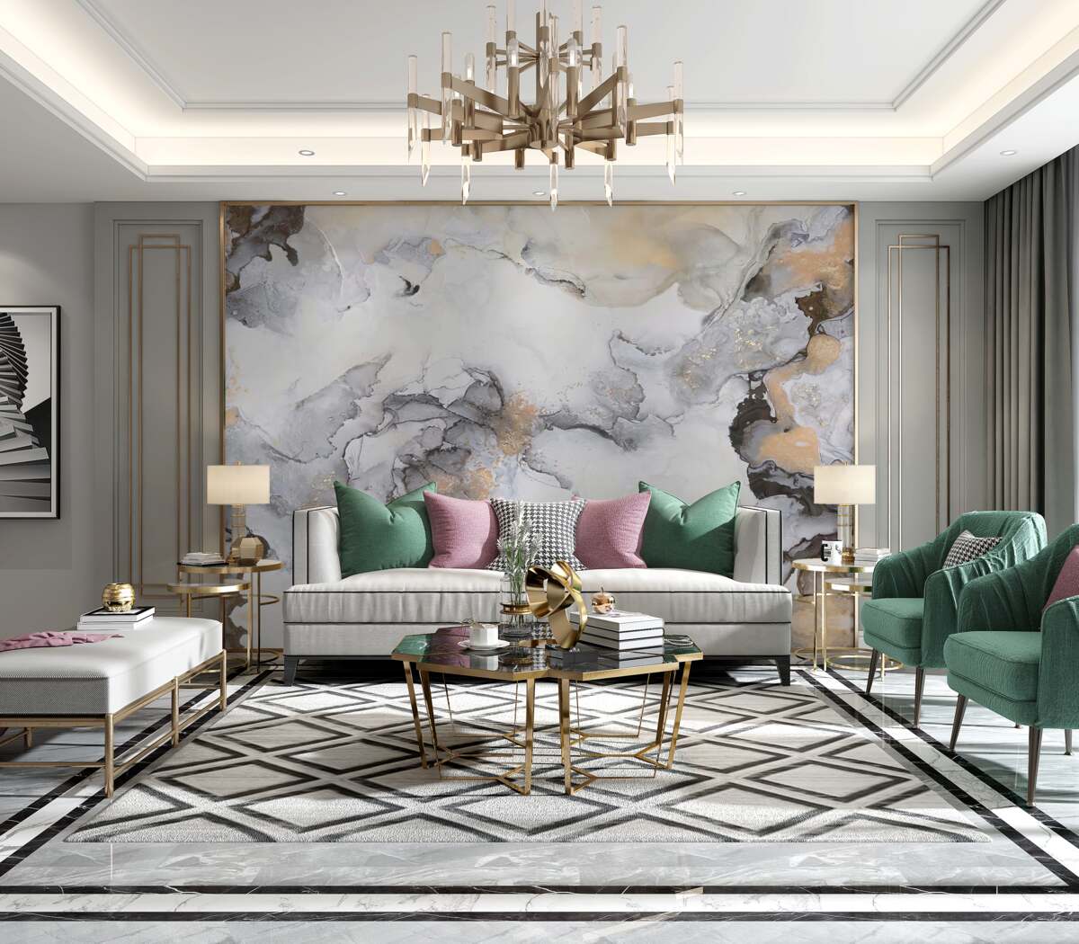 Fototapeta złota szara biała abstrakcja