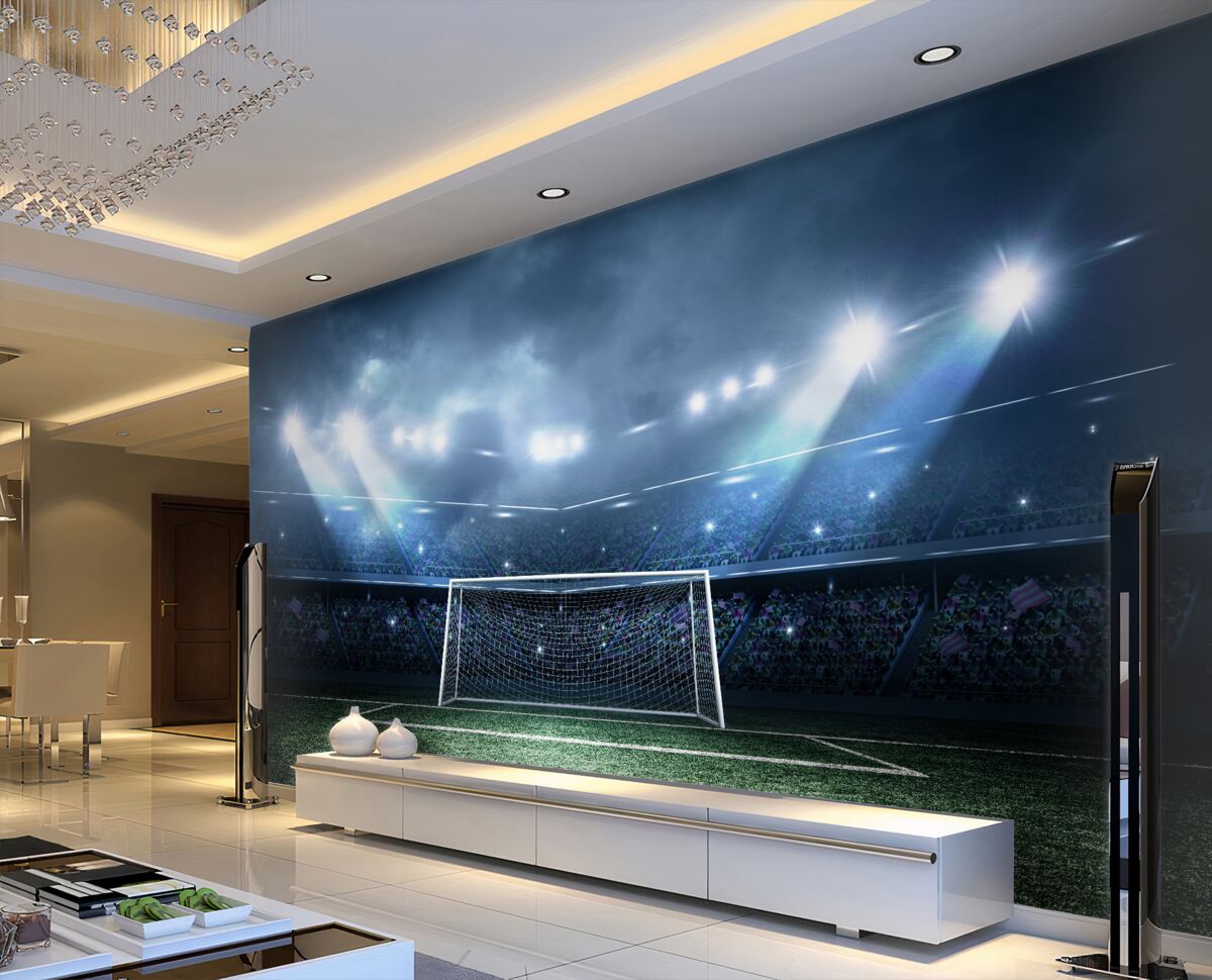 Fototapeta boisko do piłki nożnej w świetle reflektorów